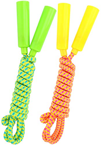 com-four® 2x Springseil für Kinder - 210 cm Länge - verstellbare Hüpfleine - Sprungseil in 2 Farben mit Griff - Hüpfband [Auswahl variiert] (02 Stück - Farbmix) von com-four