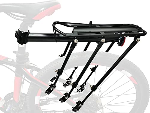 COMINGFIT Hinterrad-Fahrradträger, Fahrrad-Gepäckträger, Schnellspanner, Verstellbarer Fahrradträger aus Legierung, 120 kg Kapazität, passend für 24 Zoll, 26 Zoll, 27,5 Zoll, 29 Zoll Fahrräder von COMINGFIT