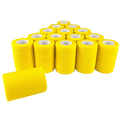 COMOmed selbstklebender verband elastische binde handgelenk bandage pflaster rolle Dog Bandagen Tierische Bandagen 7.5 cm (Gelb, 16 Rollen) von COMOmed