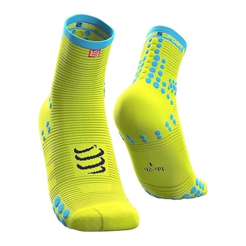 COMPRESSPORT Herren Pro Racing V3.0 Run High Kompressions Laufsocke, Neongelb, 39-41 EU von COMPRESSPORT