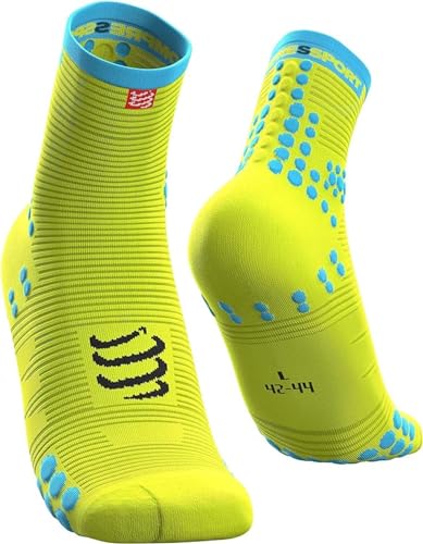 Compressport Herren Racing Sock High Flou Yellow T3 Kompressions Laufsocke, Neongelb, 3 von COMPRESSPORT