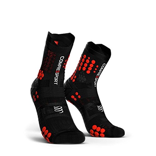 Compressport Herren Trail Sock Black/Red T4 Kompressions Laufsocke, Schwarz/Rot, 45-48 von COMPRESSPORT