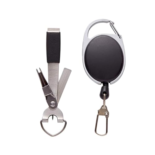 CONGARTENO 2 Satz Angelwerkzeug mit Scharfem Haken Schärfer Multifunktionalem Fliegenbinde Tool Edelstahl Nipper und Faltbarer Schnur Schere Tragbar mit Schlüsselanhänger für Outdoor Angler von CONGARTENO