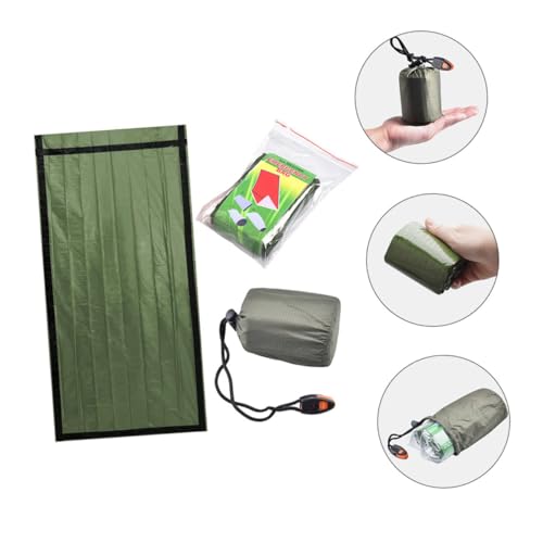 CONGARTENO Notfall Schlafsack Ultraleicht Aluminiumfolie Isoliermatte Camping Outdoor Schlafmatte Wärmende Rettungsdecke mit Signalpfeife für Notfälle und Überleben von CONGARTENO