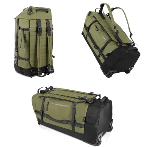 CONTAIL 86L Faltbarer Reiserucksack mit Gepolstertem,Gestepptem Boden, Wasserdichter,Zusammenklappbarer Reiserucksack mit Verlängerten Tragegriffen,Armeegrün von CONTAIL