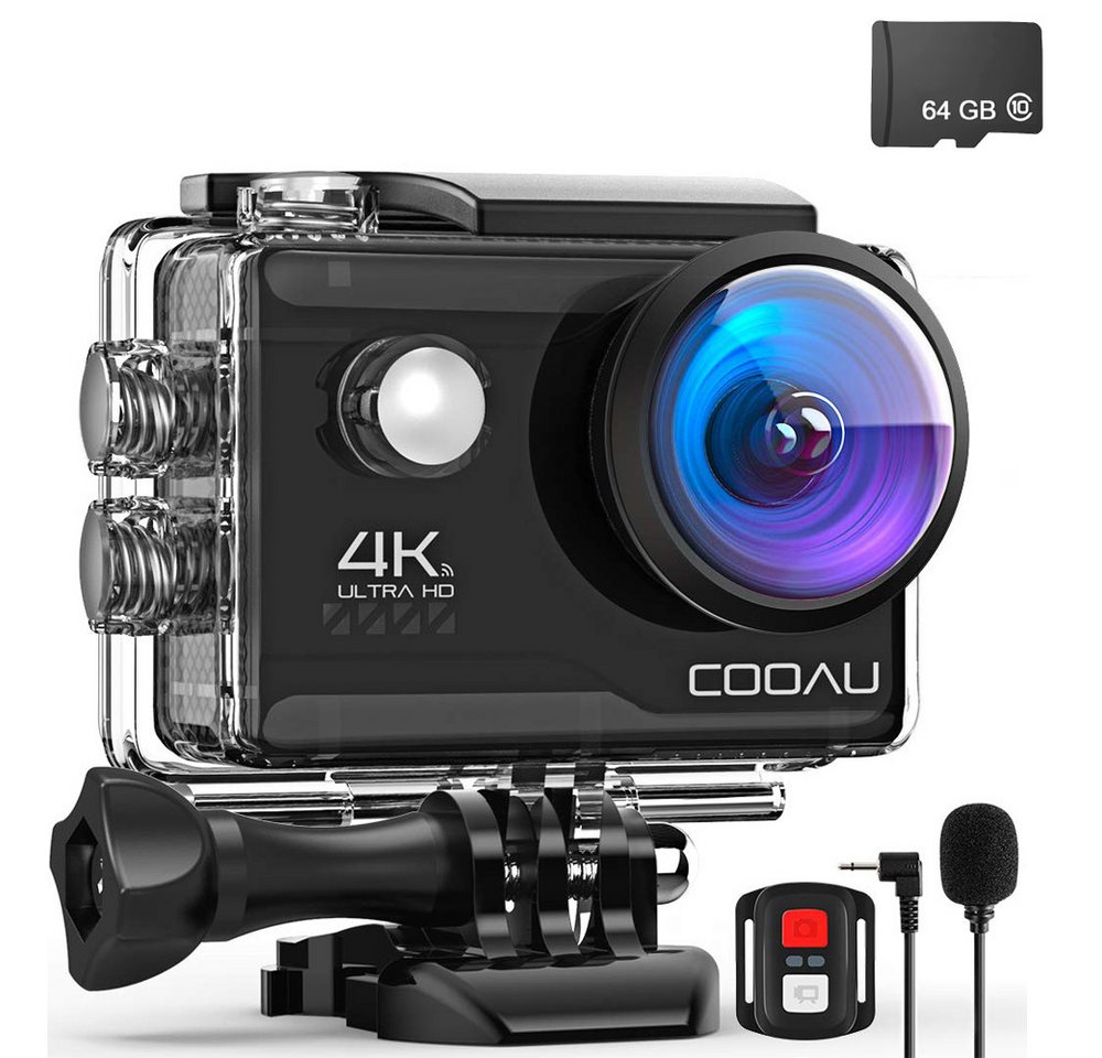 COOAU 4K Action cam 20MP WiFi Sports Kamera Ultra HD Unterwasserkamera 40m Action Cam (4K Ultra HD, WLAN (Wi-Fi), 170 ° Weitwinkel 2.4G Fernbedienung Zeitraffer,mit 64G SD Karte, Externes eingebautes Mikrofon, EIS Stabilisierung Kamera) von COOAU