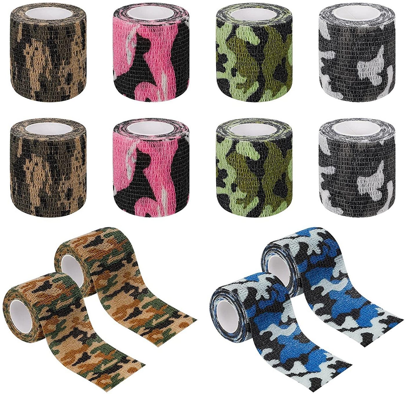 COOL-i ® Bandage, 12 Rollen Camouflage Selbstklebender Bandage Für Finger Handgelenk,Knie,Knöchel Verstauchungen und Schwellungen 5cm*4,5m von COOL-i ®