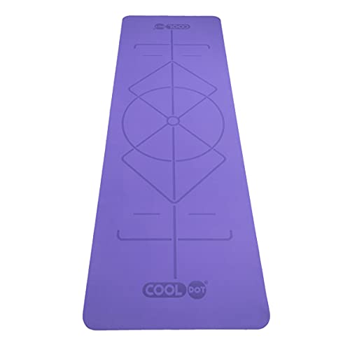 COOLDOT Rutschfeste Yoga-Matte 100% Ökologischer Naturkautschuk - Matte Premium Yoga-Matte Pilates mit System Ausrichtung Körperlinien + Riemen Transport (Violett, 1.5 mm) von COOLDOT
