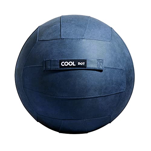 COOLDOT Yoga Ball für Erwachsene Sitzball Stuhl mit Cover & Griff inkl. Trainingsball und Pumpe für Zuhause, Büro, Pilates, Yoga 65 cm Durchmesser (Navy Blau, 65) Jetzt mit antibakterieller Behandlung von COOLDOT
