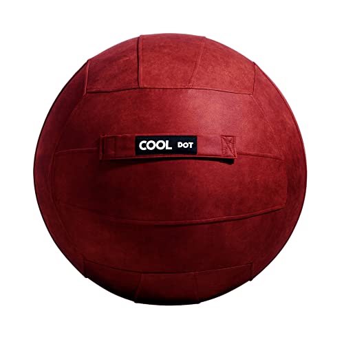 COOLDOT Yoga Ball für Erwachsene Sitzball Stuhl mit Cover & Griff inkl. Trainingsball und Pumpe für Zuhause, Büro, Pilates, Yoga 65 cm Durchmesser (Burgund, 65) von COOLDOT