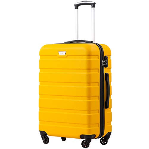COOLIFE Hartschalen-Koffer Trolley Rollkoffer Reisekoffer ardschale Boardcase Handgepäck mit TSA-Schloss und 4 Rollen (Zitronengelb, Großer Koffer) von COOLIFE