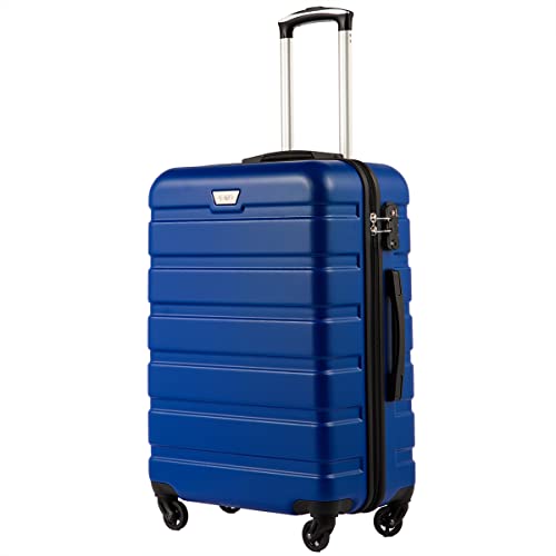 COOLIFE Hartschalen-Koffer Trolley Rollkoffer Reisekoffer mit TSA-Schloss und 4 Rollen (rein blau, Großer Koffer) von COOLIFE