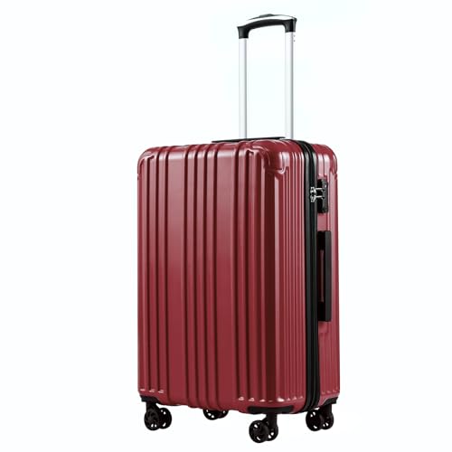 COOLIFE Hartschalenkoffer Rollkoffer Reisekoffer Handgepäck, PC+ABS-Material leicht, mit TSA-Schloss und 4 multidirektionale Räder, 2 Jahre Garantie, langlebig(Crimson Red, M(55cm)) von COOLIFE