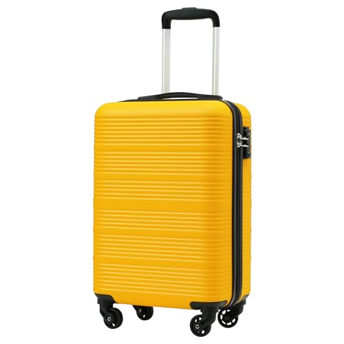 COOLIFE Handgepäck Koffer 55x35x20cm - passend für Ryanair, Lufthansa, Eurowings und co. Trolley mit sanften Rollen und praktischem TSA Schloss, Reisekoffer, Kabinenkoffer (Gelb/Schwarz, 55X35X20cm) von COOLIFE