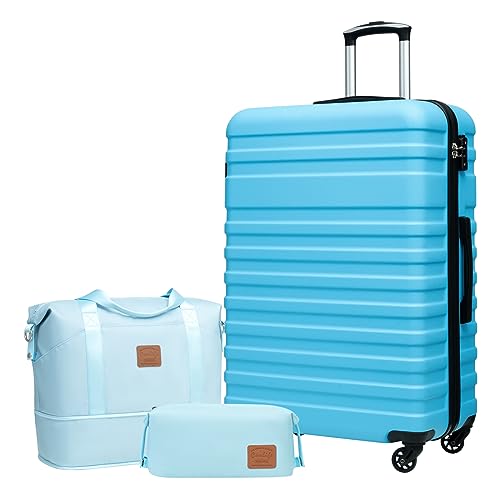 COOLIFE Koffer Trolley Koffer Reisekoffer von ABS Hartschalen Trolley 4 Rollen TSA-Schloss Der Koffer Enthält 1 Reisetasche und 1 Kulturbeutel von COOLIFE