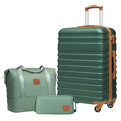 COOLIFE Koffer Trolley Koffer Reisekoffer von ABS Hartschalen Trolley 4 Rollen TSA-Schloss Der Koffer Enthält 1 Reisetasche und 1 Kulturbeutel von COOLIFE