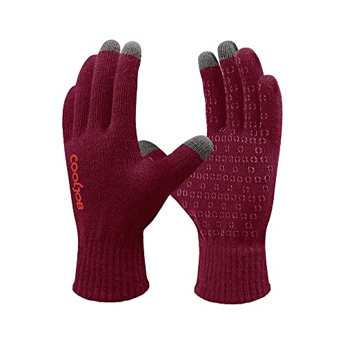COOLJOB Handschuhe für Herren und Damen, Winter Warme Strickhandschuhe mit Touchscreen, Anti-Rutsch-Silikon-Punkte, Laufen, Fahren, Radfahren, Gehen, Wandern von COOLJOB