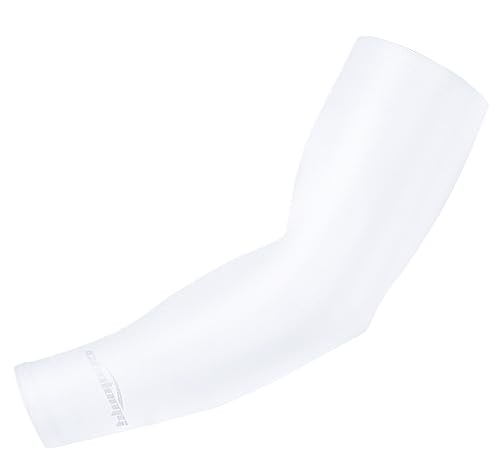 COOLOMG Arm Sleeves Armwärmer Ärmlinge Kompression Rutschfest Weiß XL - 1 Ärmel von COOLOMG