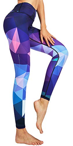 COOLOMG Damen Leggings Yoga Capris Lang Hosen Kompression Sport Trainingshose S M L XL, Wald, XL von COOLOMG