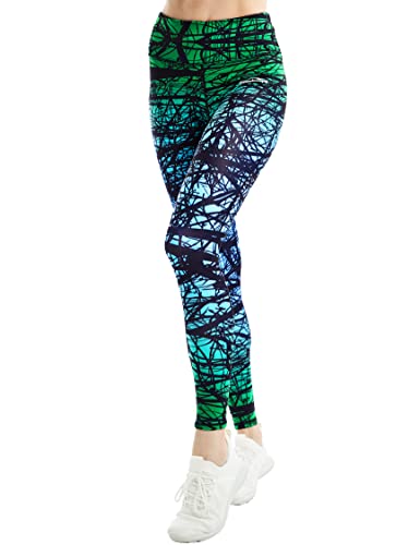 COOLOMG Damen Tights Yoga Hosen Kompression Leggings Sport Trainingshose Lang Green Forest XL von COOLOMG