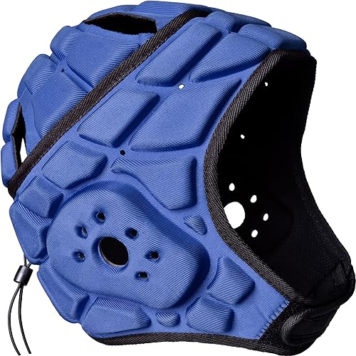 COOLOMG Kopfschutz Helm Sport Training Rugby Football Torwart Tormann Kopfprotektor Unterstützung verstellbar Marineblau von COOLOMG