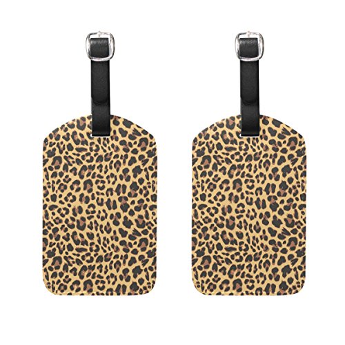 COOSUN Leopard-Muster-Entwurf Kofferanhänger Reise Labels Tag-Namenskartenhalter für Gepäck Koffer Tasche Rucksäcke, 2 PCS Mittel mehrfarbig von COOSUN