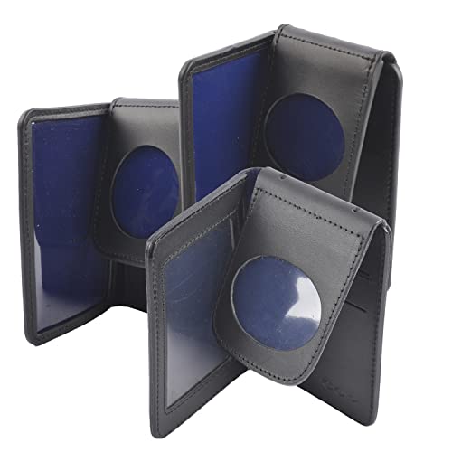 COP® Dienstausweismäppchen, Leder, schwarz (Version 2: Scheckkartenformat, rundes Fenster) von COP