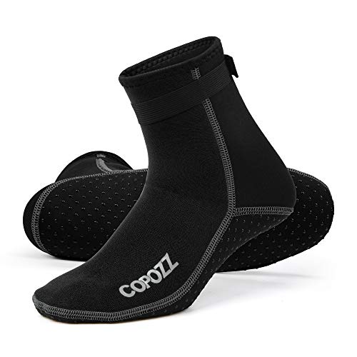 COPOZZ 3mm Tauchsocken Neoprensocken für Erwachsene Damen Herren, Dicke Tauchsocken Wassersport Schwimmen Socken für Schwimmen, Schnorcheln, Segeln, Surfen Wassersport,Schwarz,L von COPOZZ