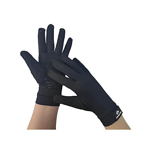 COPPER HEAL Arthrose Kompressionshandschuhe Rheumatischer Karpaltunnelsyndrom volle Handschuhe (XL, Black) von COPPER HEAL
