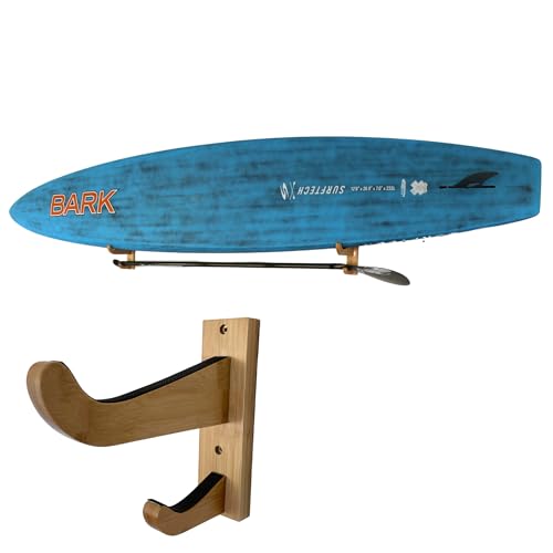 COR Surf Bamboo Paddleboard SUP Wandhalterung | Indoor-Aufbewahrungsregal für SUP oder Longboard-Surfbrett von COR Surf