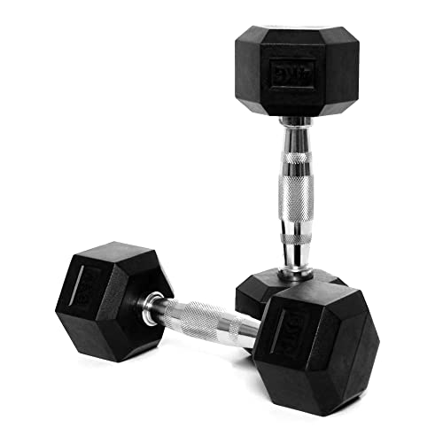 CorePowerPro Hexagon Hantel Set (2x4kg), Gummierte Kurzhanteln Set mit Verchromten Griff, Dumbbells für Gym, Studio und Zuhause, Strength Training Equipment Gewicht Set von CORE POWER MEIJERS