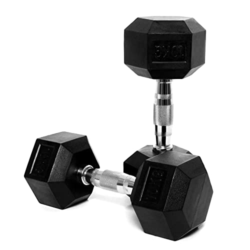 CorePowerPro Hexagon Hantel Set (2x10kg), Gummierte Kurzhanteln Set mit Verchromten Griff, Dumbbells für Gym, Studio und Zuhause, Strength Training Equipment Gewicht Set von CORE POWER MEIJERS