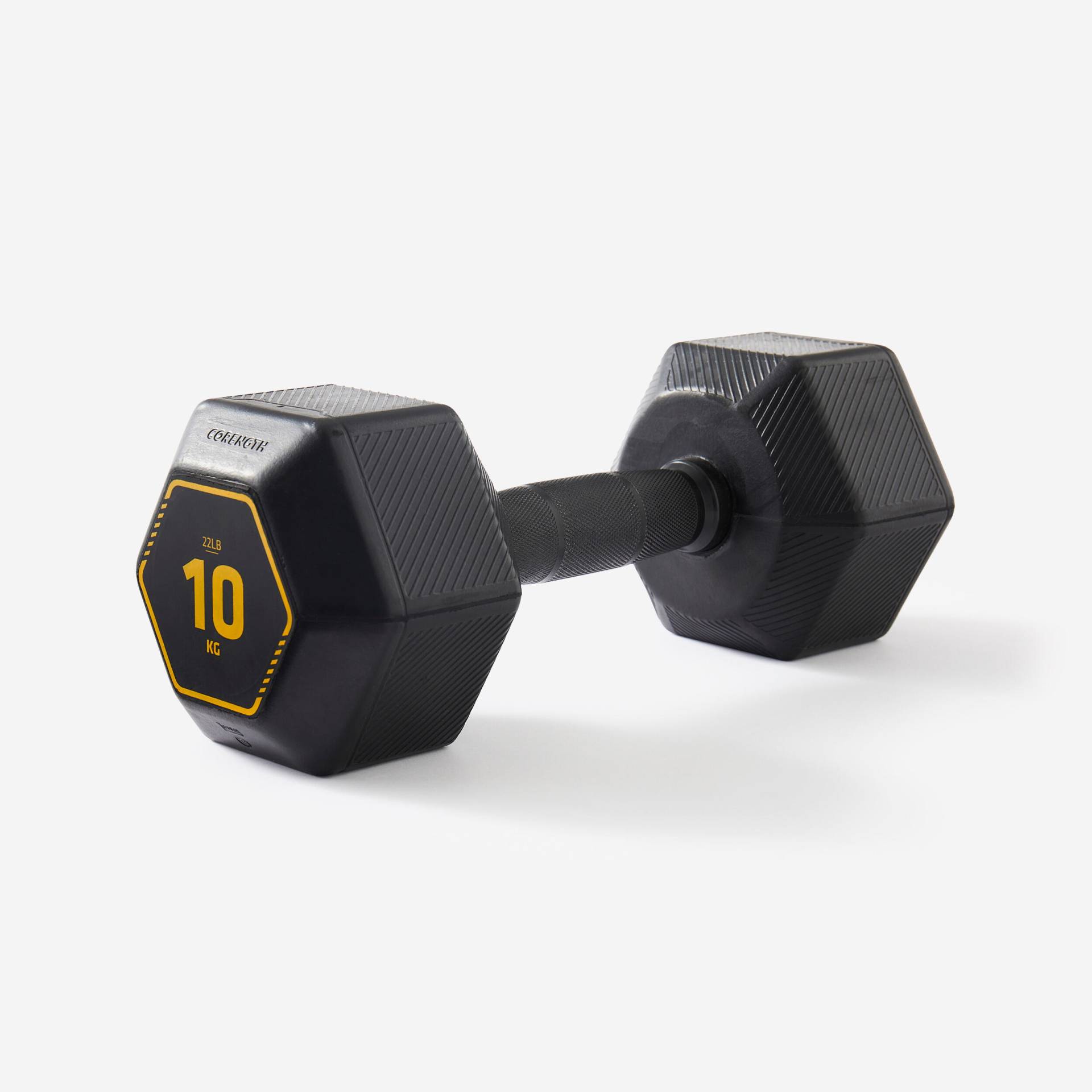 Hantel 10 kg Crosstraining Krafttraining - Hex Dumbbell schwarz von CORENGTH