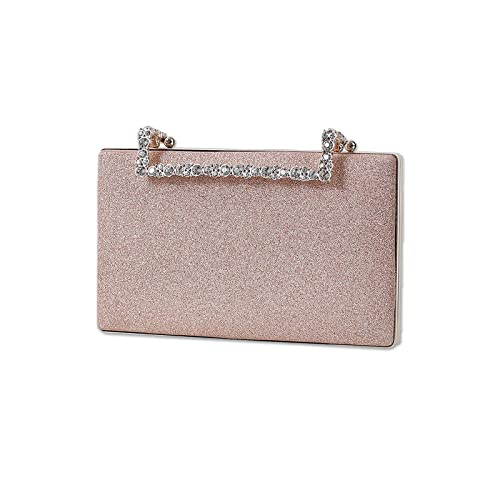 CORIOS Clutch Damen Glitzer Abendtasche Funkelnd Schultertasche Hochzeit Brautbörse Handtasche Glänzend Umhängetasche Cocktail Party Abschlussball Tasche für Frauen Roségold von CORIOS