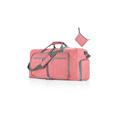 CORIOS Reisetaschen Duffle Bag für Herren/Damen 65L Faltbare Sporttasche Fitnesstasche Schwimmtasche Handgepäck mit Schuhfach Kabinenreisetasche Weekender Übernachtung Tasche Trainingstasche Rosa von CORIOS