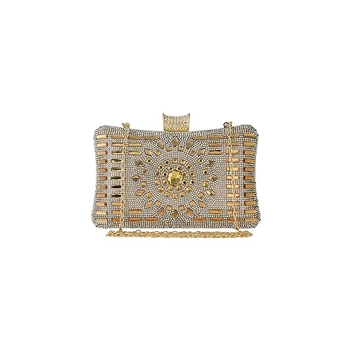 CORIOS Strass Clutch für Damen Shiny Abendtasche Diamant Clutch Tasche Elegante Umhängetasche Kette Schultertasche Klein Tasche für Hochzeit Abschlussball Bankett-Party Gold von CORIOS