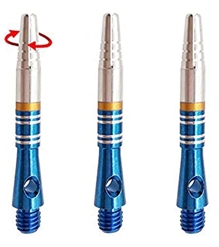 COSDDI Dartpfeil Shaft Dart Schaft Aluminium,360 ° Rotation Darts,3 Stück Dartschäfte mit Rubber O-Ringe,Darts Schleifstein und Dartpfeil-Schäfte(Blau) von COSDDI