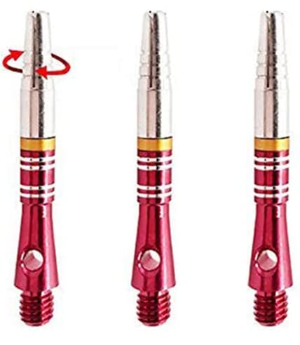 COSDDI Dartpfeil Shaft Dart Schaft Aluminium,360 ° Rotation Darts,3 Stück Dartschäfte mit Rubber O-Ringe,Darts Schleifstein und Dartpfeil-Schäfte (Rot) von COSDDI