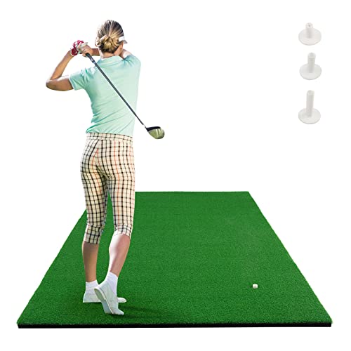 COSTWAY 150 x 100cm Golf Abschlagmatte, Golf Übungsmatte inkl. 3 Gummi-Tees, Golfmatte mit 2 Abschlagpositionen, für Indoor und Outdoor von COSTWAY