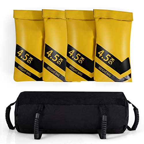 COSTWAY 18KG Sandbag, Power Bag inkl. 4 x 4,5 kg Sandsack, Gewichtssack mit 6 Griffen, Core Bag aus Oxford, Trainingssandsack zum Gewichtheben, Training und Fitness von COSTWAY