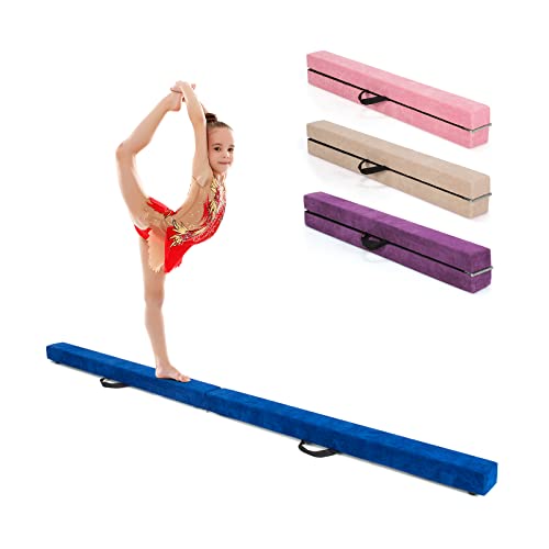 COSTWAY 210 cm Schwebebalken, Gymnastikbalken klappbar, Balance Beam bis 70 kg belastbar, tragbarer Balken mit Tragegriffen, Gymnastik Balance Balken für Zuhause Turnen (Blau) von COSTWAY