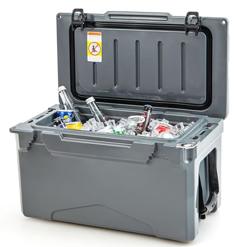 COSTWAY 28L Isolierbox Kühlbox tragbar, Wärmebehälter mit Flaschenöffner und Getränkehalter, Thermobox Speisetransportbehälter für Camping Picknick(grau) von COSTWAY