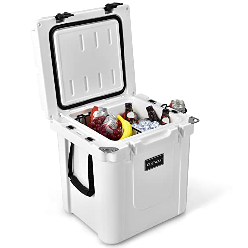 COSTWAY 31L Isolierbox Kühlbox Wärmebehälter mit Schneidebrett, Korb & Getränkehalter, Thermobox Speisetransportbehälter für Camping Picknick von COSTWAY