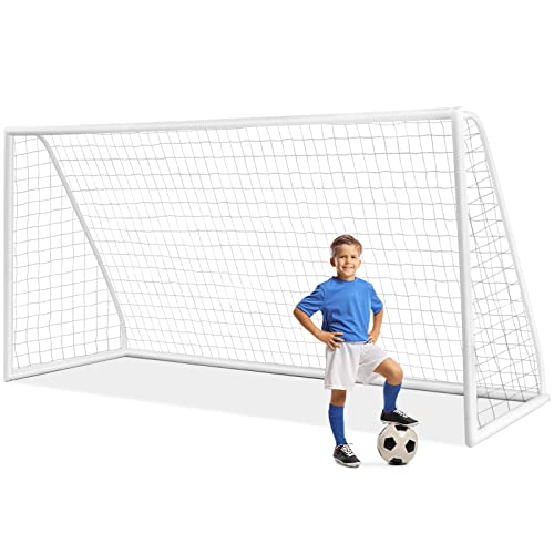 COSTWAY 365 x 180cm Fußballtor, Fussballtore für Garten Kinder, Fußballtor mit hochfestem Netz & 6 Erdspießen für Kinder & Erwachsene von COSTWAY