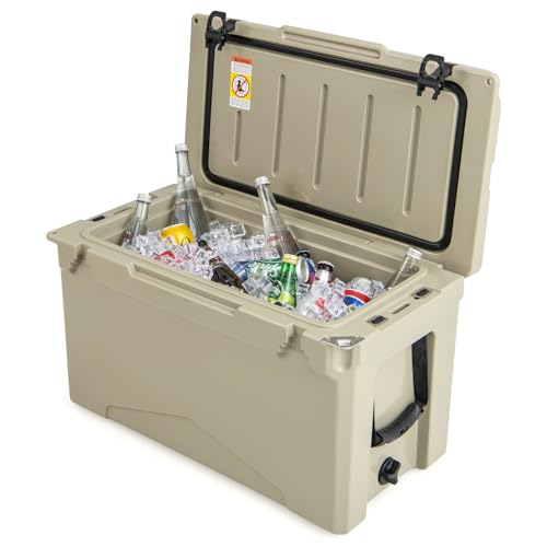 COSTWAY 47L Isolierbox Kühlbox tragbar, Wärmebehälter mit Flaschenöffner und Abflusssystem, Thermobox Speisetransportbehälter für Camping Picknick von COSTWAY
