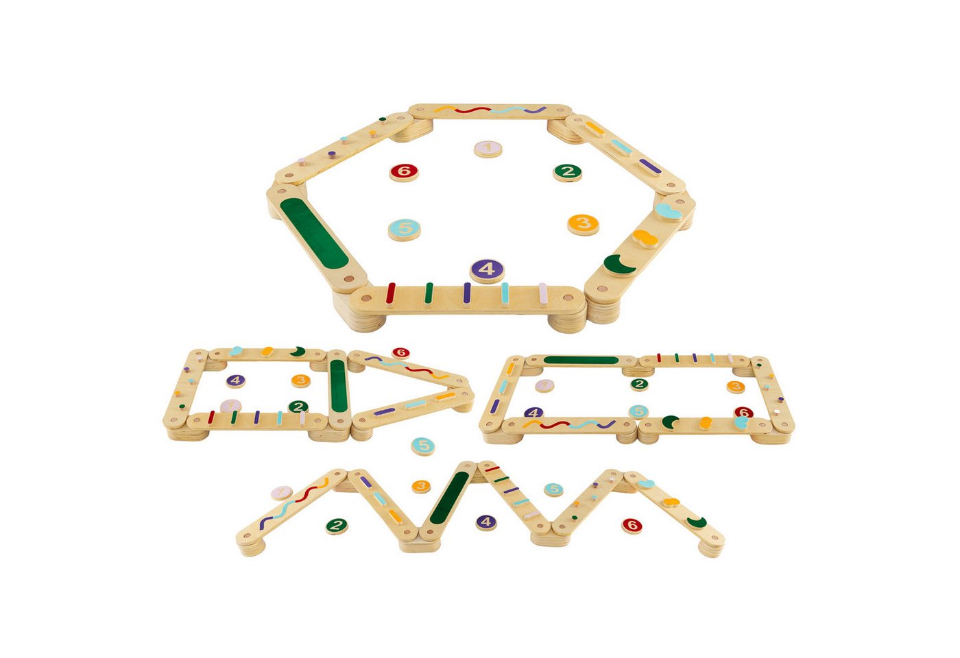COSTWAY Balanceboard, Kinder Balancierbalken mit 6 Balanciersteine, Holz von COSTWAY