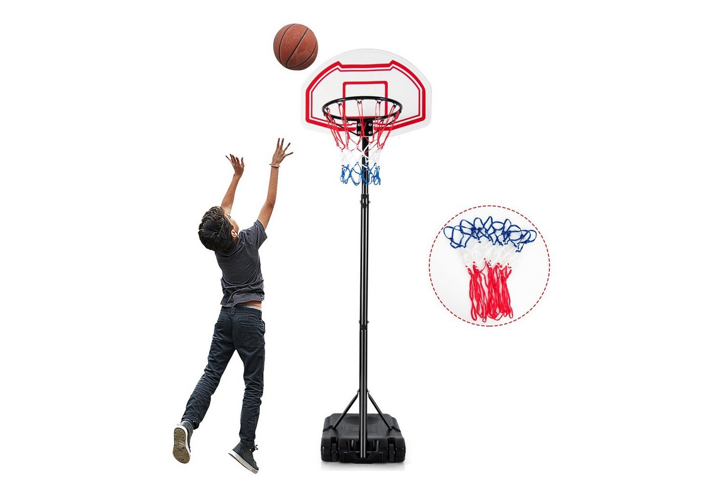 COSTWAY Basketballständer, mit Rollen, 158-210cm höhenverstellbar von COSTWAY