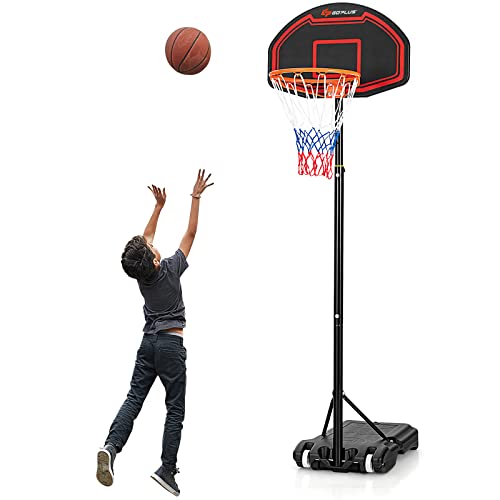 COSTWAY Basketballständer 155 - 210cm höhenverstellbar, Basketballkorb mit Ständer, Basketballanlage rollbar, Korbanlage geeignet für Innen- und Außenbereich von COSTWAY