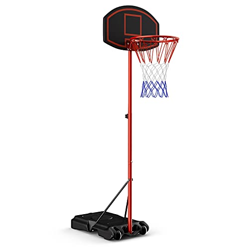 COSTWAY Basketballständer 158-218cm höhenverstellbar, Basketballkorb mit Ständer, Basketballanlage rollbar, Korbanlage geeignet für Innen- und Außenbereich von COSTWAY