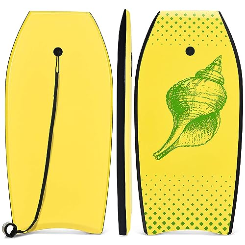 COSTWAY Bodyboard, Schwimmbrett Schwimmboard, Surfbrett Kinder und Erwachsene, Surfboard, Sup-Board 104x51x6cm (Gelb und grün) von COSTWAY